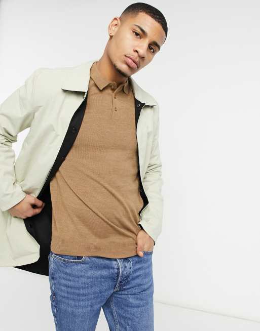 ASOS DESIGN – Stenfärgad och svart trenchcoat i vändbar design