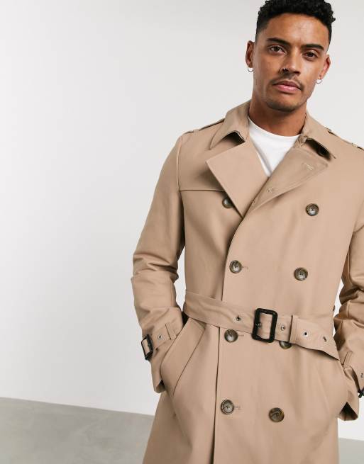 ASOS DESIGN – Stenfärgad regntålig longline trenchcoat med skärp, 3 av 4