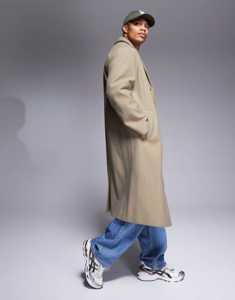 ASOS DESIGN – Stenfärgad ytterrock i ylleimitation med regular fit - view 1