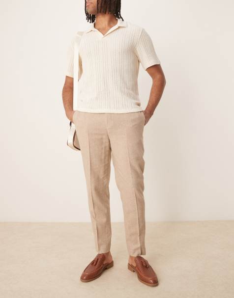 ASOS DESIGN – Stenfärgade, avsmalnande finbyxor i ullmix - view 1