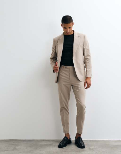 ASOS DESIGN – Stenfärgade, avsmalnande kostymbyxor, 3 av 5