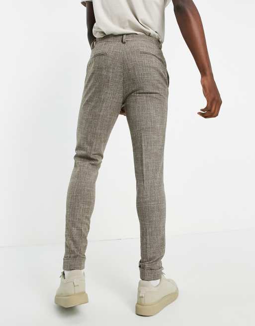 ASOS DESIGN – Stenfärgade crosshatchmönstrade finbyxor i supersmal passform, 2 av 4