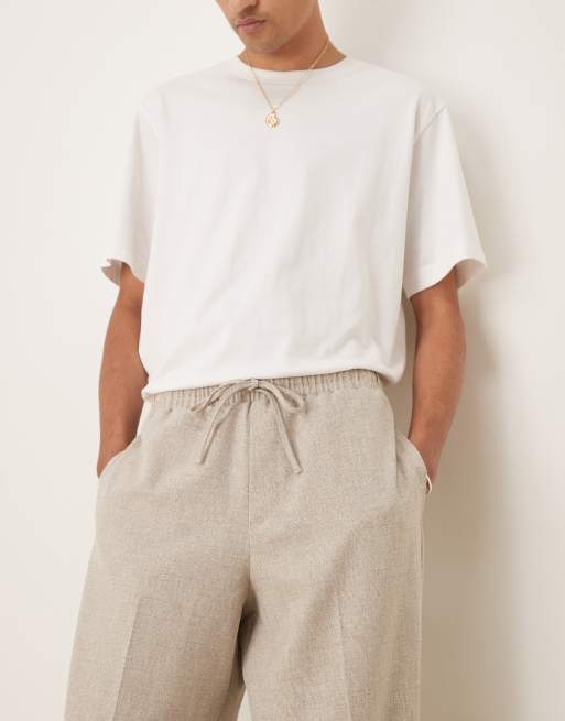 ASOS DESIGN – Stenfärgade finbyxor med vida ben med slubbvävd textur, del av set, 2 av 5