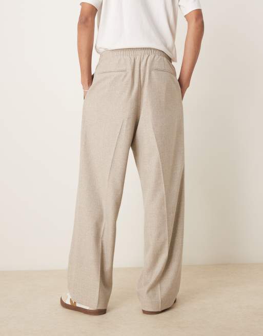 ASOS DESIGN – Stenfärgade finbyxor med vida ben med slubbvävd textur, del av set, 3 av 5