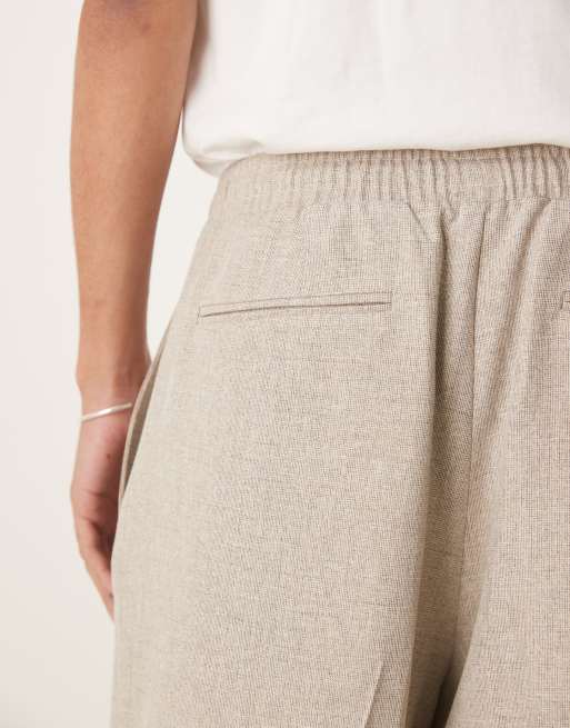 ASOS DESIGN – Stenfärgade finbyxor med vida ben med slubbvävd textur, del av set, 4 av 5