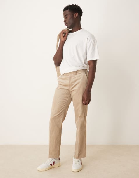 ASOS DESIGN – Stenfärgade kostymbyxor i manchester med rak passform - view 1
