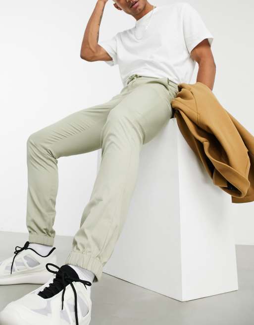 ASOS DESIGN – Stenfärgade smarta joggingbyxor med extra smal passform
