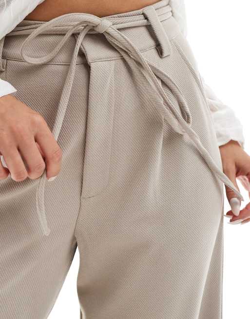 ASOS DESIGN – Stenfärgade, vida byxor i jersey och twill med knytband, 4 av 5