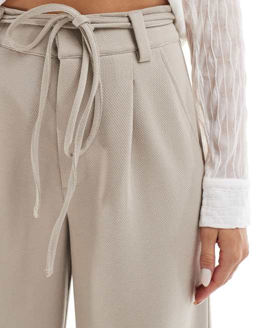 ASOS DESIGN – Stenfärgade, vida byxor i jersey och twill med knytband, 5 av 5