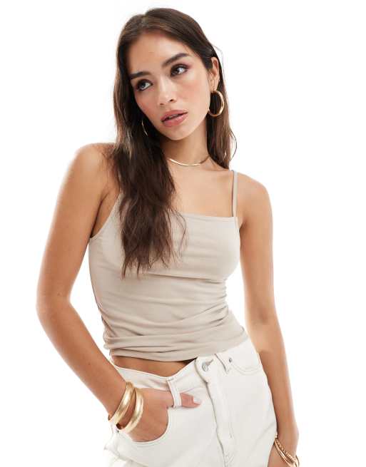 ASOS DESIGN – Stenfärgat linne med extra smala axelband