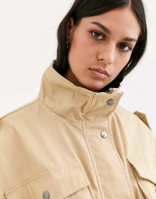 ASOS DESIGN — Stenfarvet lang bomuldsjakke, 3 af 4