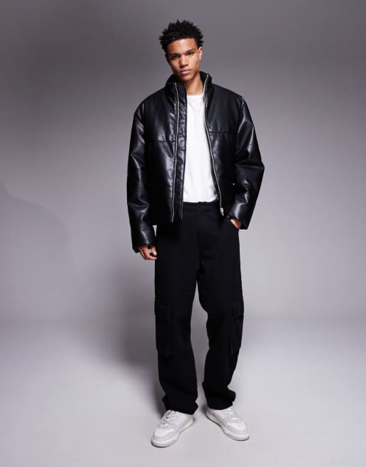 ASOS DESIGN – Steppjacke aus Kunstleder in Schwarz, 2 von 5