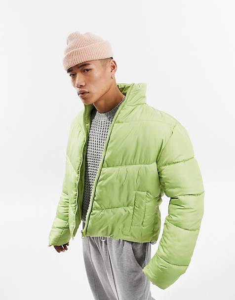 und wattierte Jacken Herren Bekleidung Jacken Daunen H&M Fleece Outdoor-Parka in Grün für Herren 