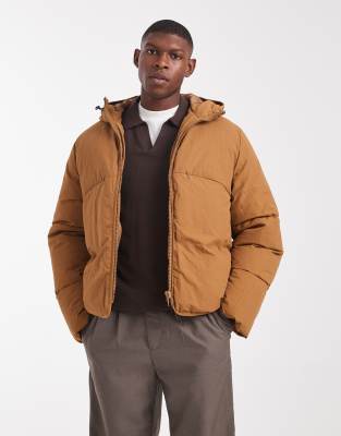Steppjacke in Hellbraun mit Ziernaht Braun XL