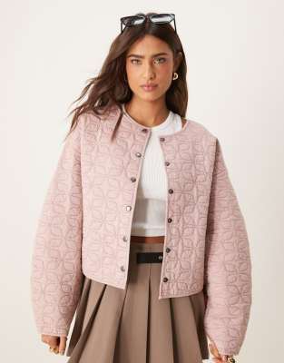 ASOS DESIGN - Steppjacke in verwaschenem Rosa mit Cocoon-Ärmeln-Bunt