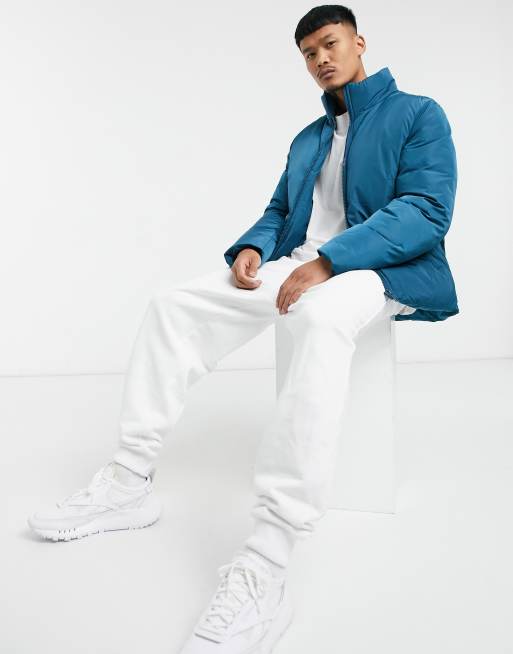 ASOS DESIGN – Steppjacke mit Stehkragen in Türkis