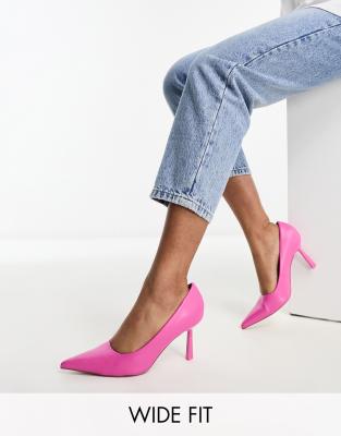 ASOS DESIGN – Sterling – Rosa pumps med halvhög klack och bred passform