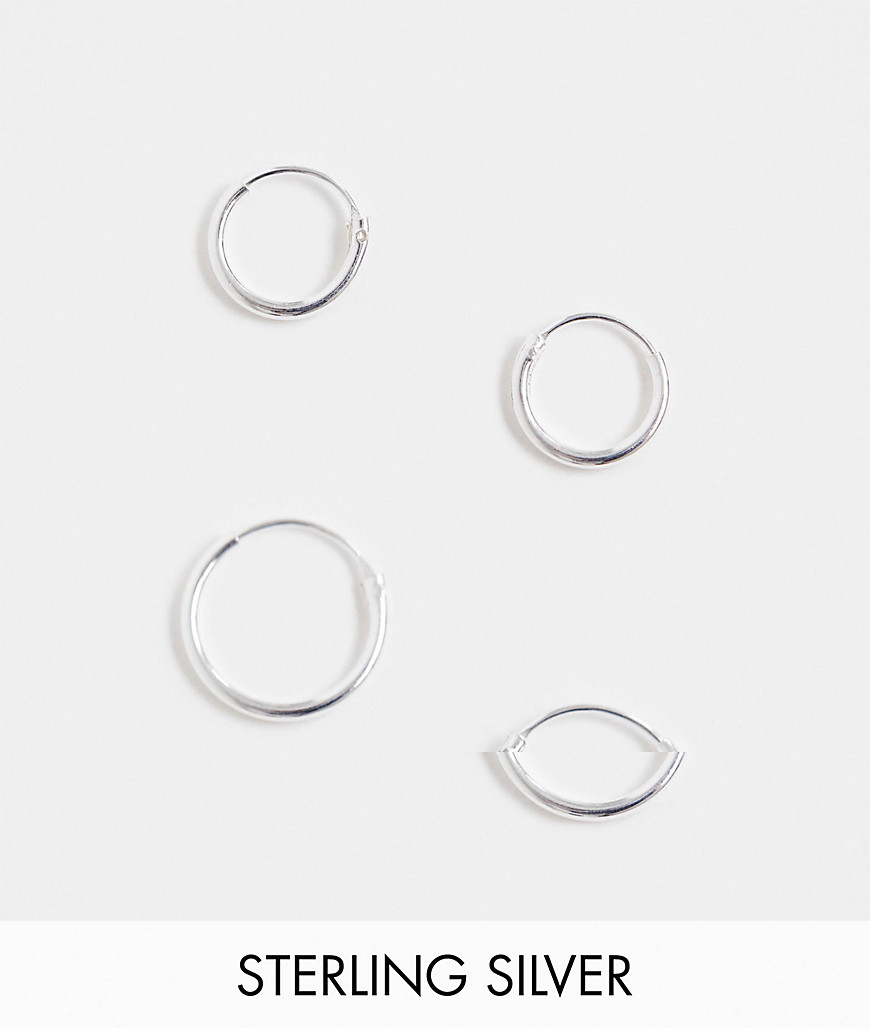 ASOS DESIGN sterling silver 12mm and 9mm hoop earring pack in silver