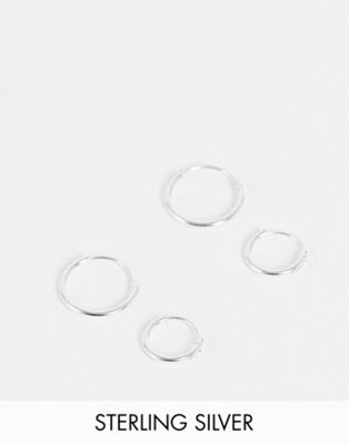 ASOS DESIGN sterling silver 12mm and 9mm hoop earring set  | ASOS