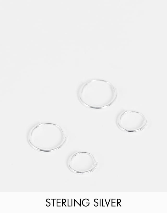 ASOS DESIGN sterling silver 12mm and 9mm hoop earring set