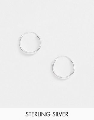 ASOS DESIGN sterling silver 12mm hoop earrings in silver - ASOS Price Checker