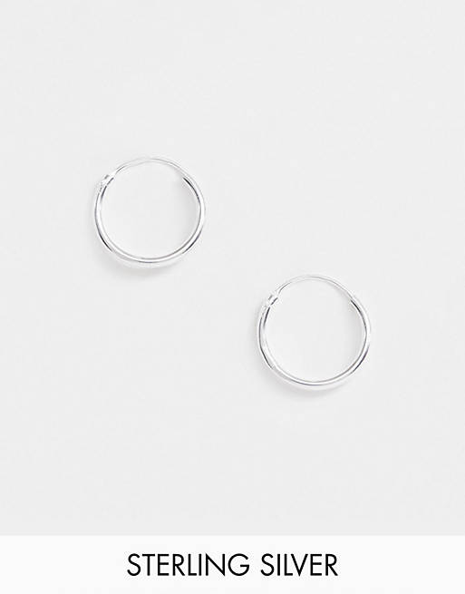 ASOS DESIGN sterling silver 12mm hoop earrings in silver