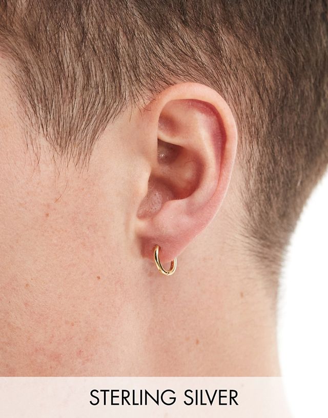 ASOS DESIGN sterling silver 12mm hoop earrings with 14k gold plating
