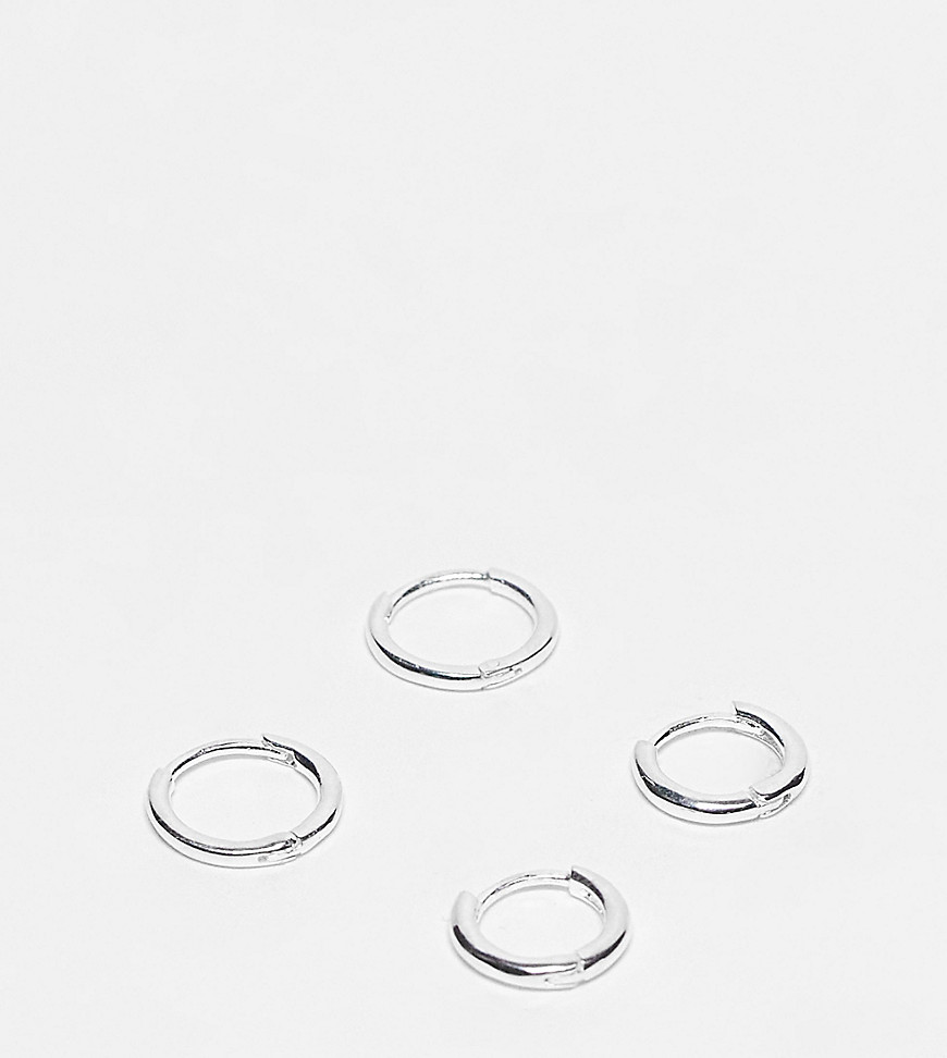 ASOS DESIGN sterling silver 2 pack 10mm and 12mm hoop earring set in silver