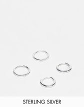 ASOS DESIGN stainless steel faux hoop earrings with cross and