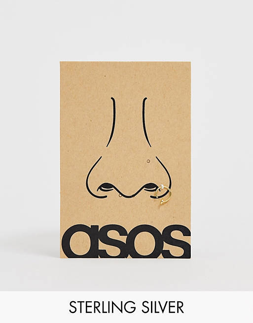 ASOS DESIGN sterling silver 8mm nose piercing with 14k gold plate