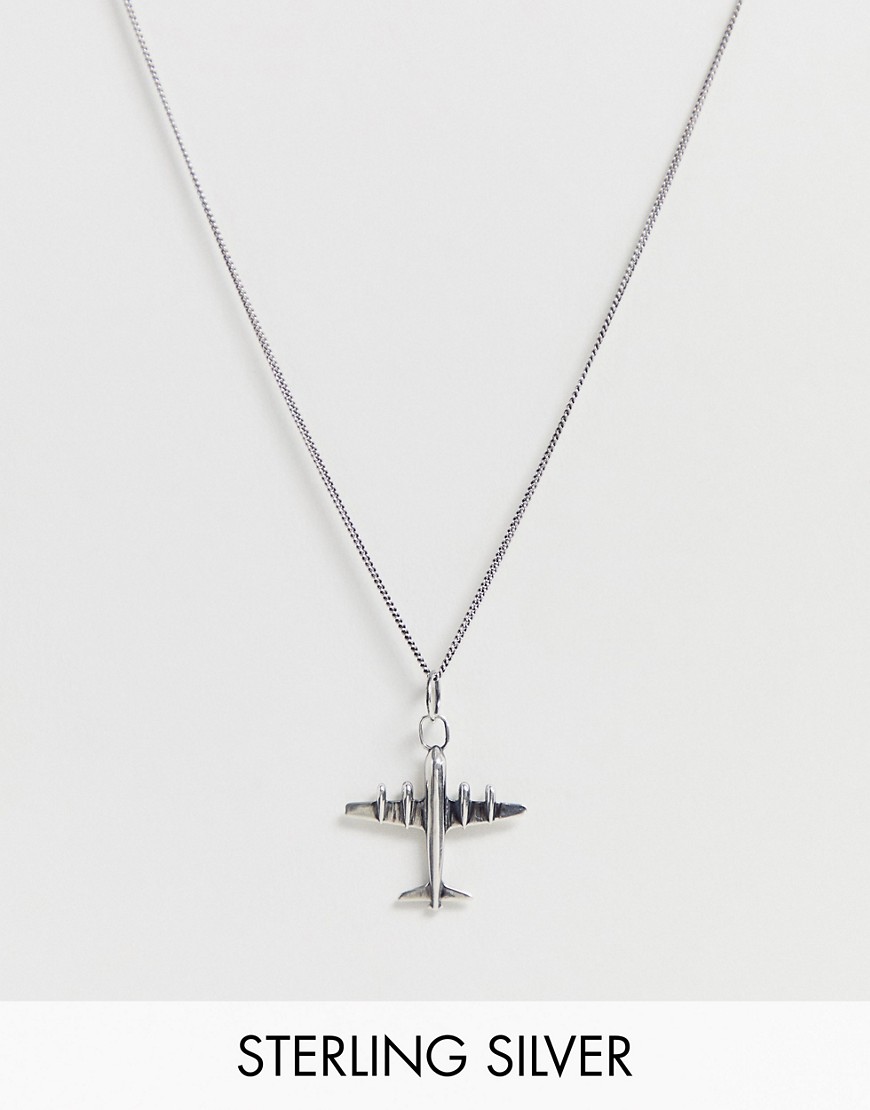 ASOS DESIGN sterling silver aeroplane necklace