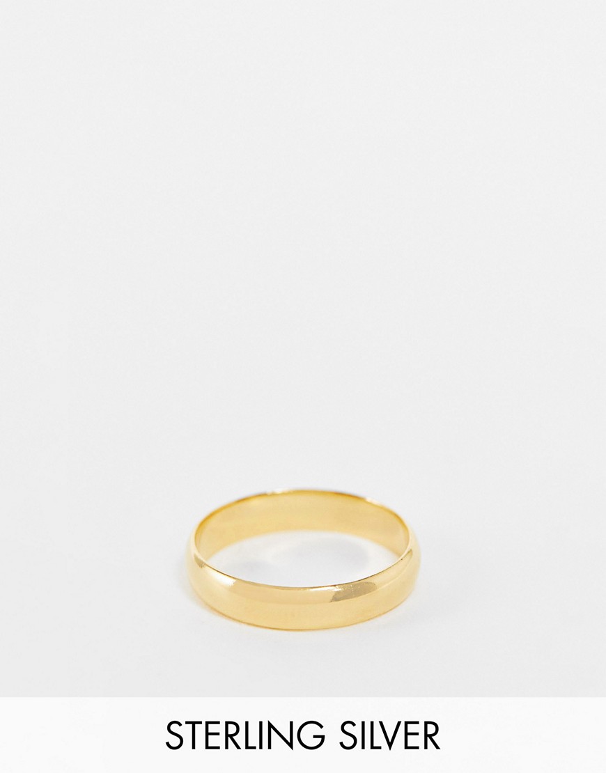 ASOS DESIGN sterling silver band pinky ring in 14k gold plate