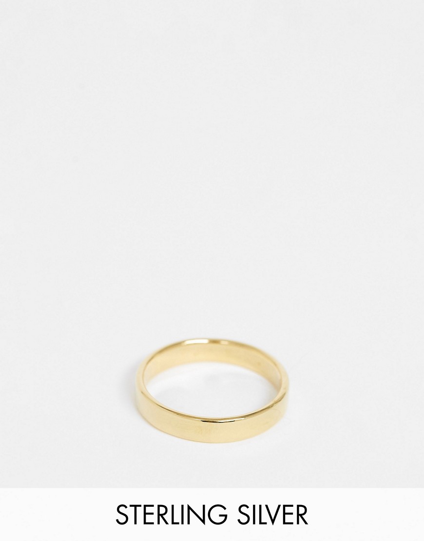 ASOS DESIGN sterling silver band ring in 14k gold plate