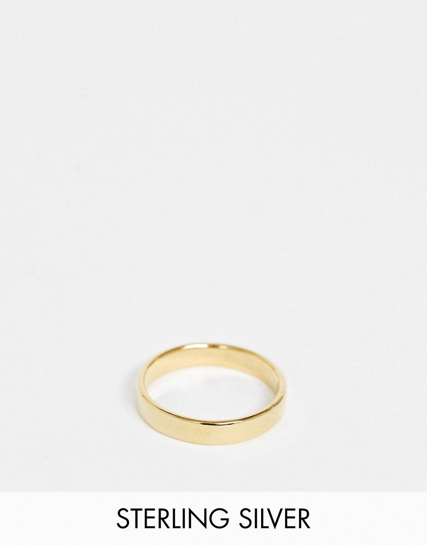 ASOS DESIGN sterling silver band ring in 14k gold plate