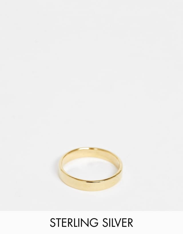 ASOS DESIGN sterling silver band ring in 14k gold plate