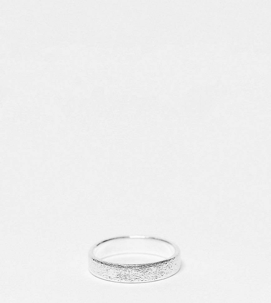 ASOS DESIGN sterling silver band ring in all over brushed silver