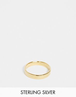 ASOS DESIGN sterling silver band ring in gold tone