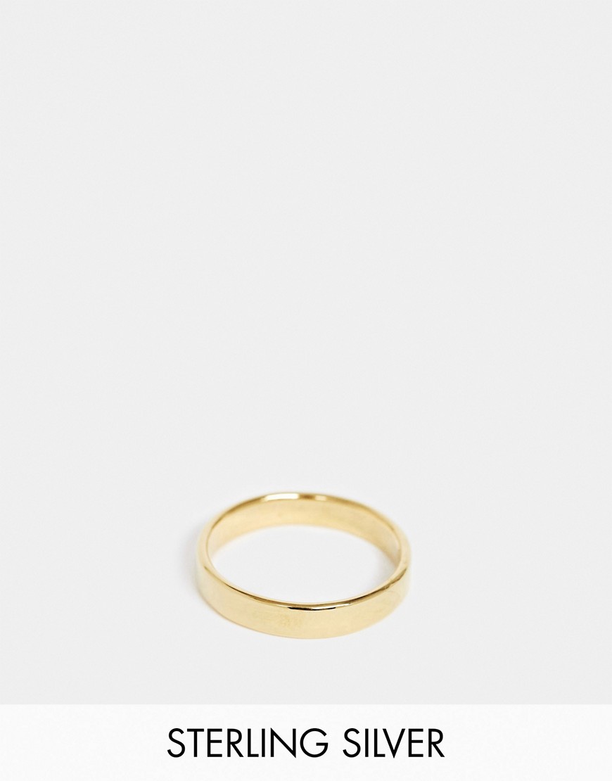 ASOS DESIGN sterling silver band ring in gold tone
