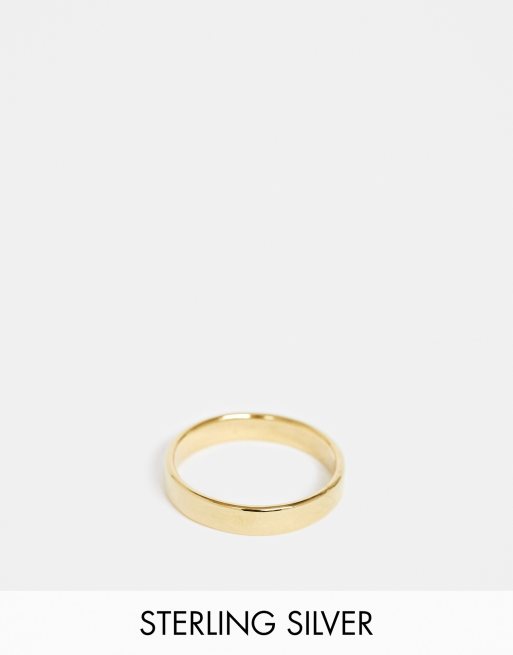  ASOS DESIGN sterling silver band ring in gold tone