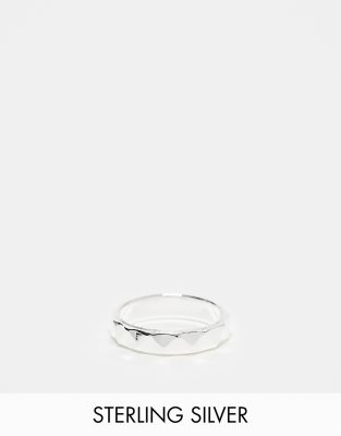 ASOS DESIGN sterling silver band ring with brushed design