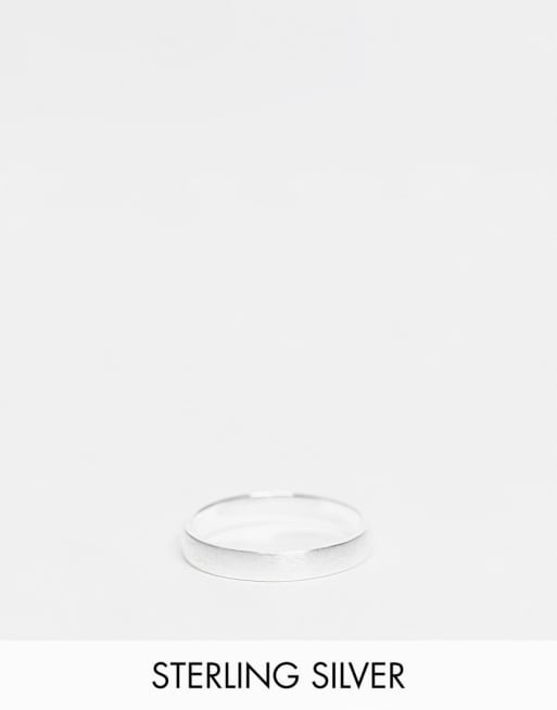 ASOS DESIGN sterling silver band ring with brushed texture