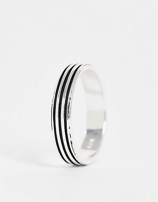 نفسيا طوال الوقت عربة التسوق  ASOS DESIGN sterling silver band ring with embossed line design | ASOS