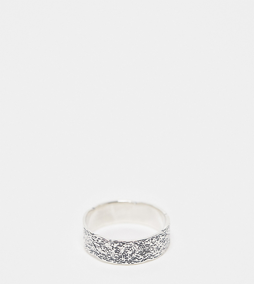 ASOS DESIGN sterling silver band ring with texture in silver