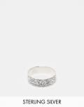 [ASOS DESIGN] ASOS DESIGN sterling silver band ring with texture in silver S SILVER