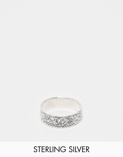  ASOS DESIGN sterling silver band ring with texture in silver