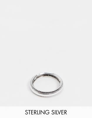 ASOS DESIGN - Bague en argent massif avec anneau à bord texturé-Argenté Argenté