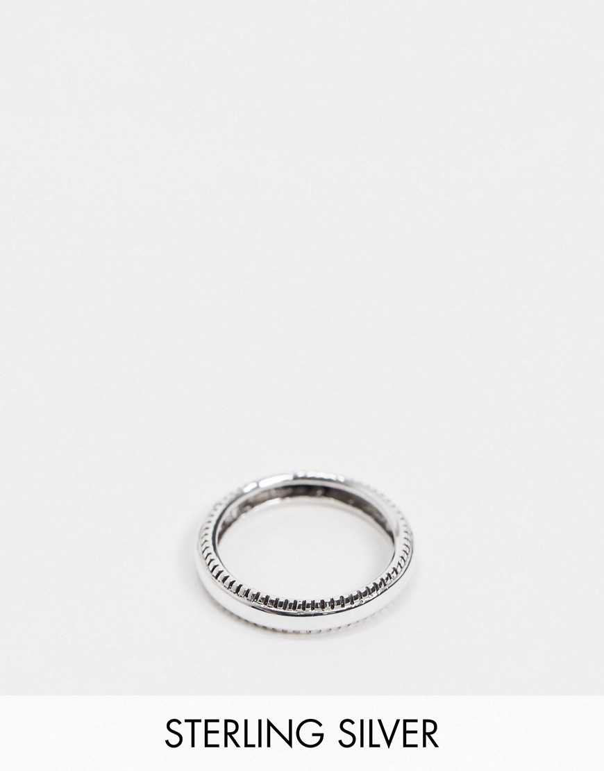 ASOS DESIGN sterling silver band ring with textured edge
