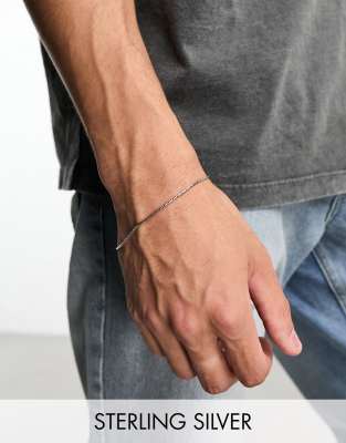 Asos Design Sterling Silver Bracelet In Burnished Silver