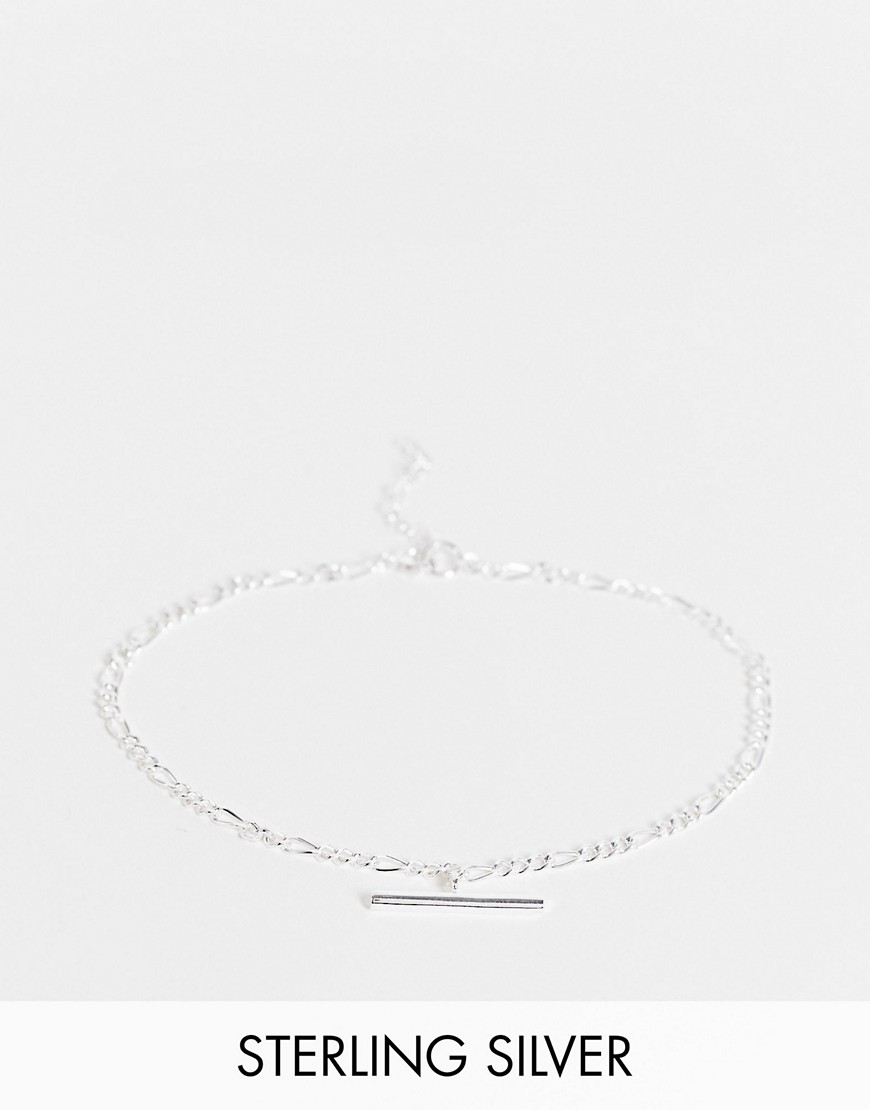ASOS DESIGN sterling silver chain bracelet with t-bar