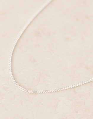 Asos Design Sterling Silver Chain Necklace In Metallic